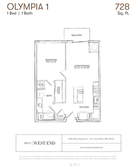 a floor plan of a unit with a bedroom and a bathroom